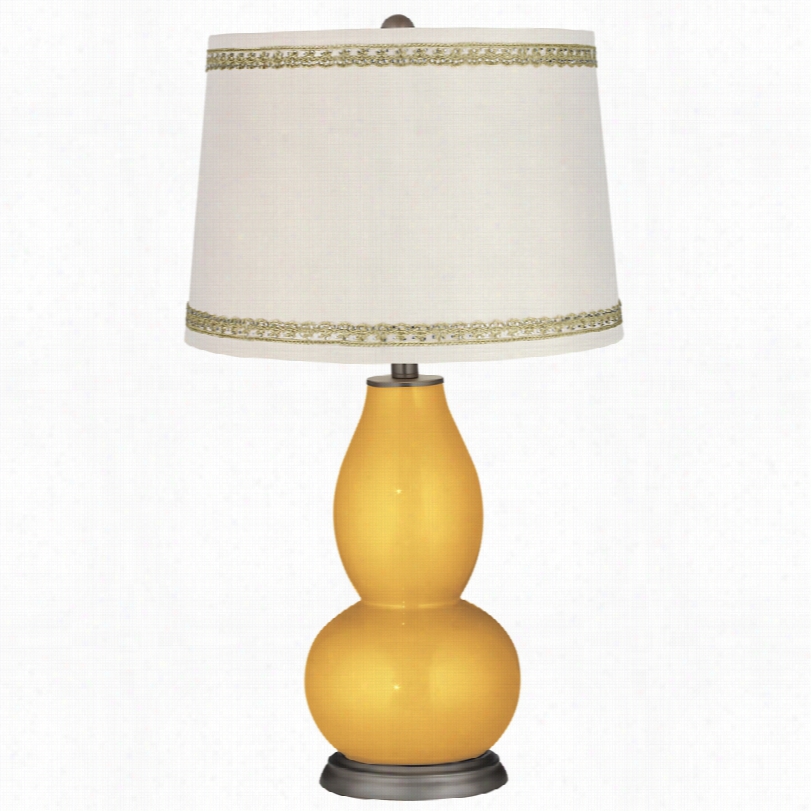 Contemporary Sunshie Metallic Double Gourd Lamp With Rhinestone Lace Tri M