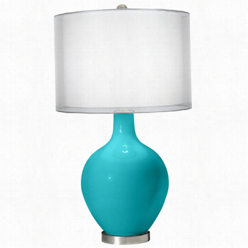 Contemorary Surfer Blue Double Sheer Silver 28 12-inch-h Ovo Table Lamp