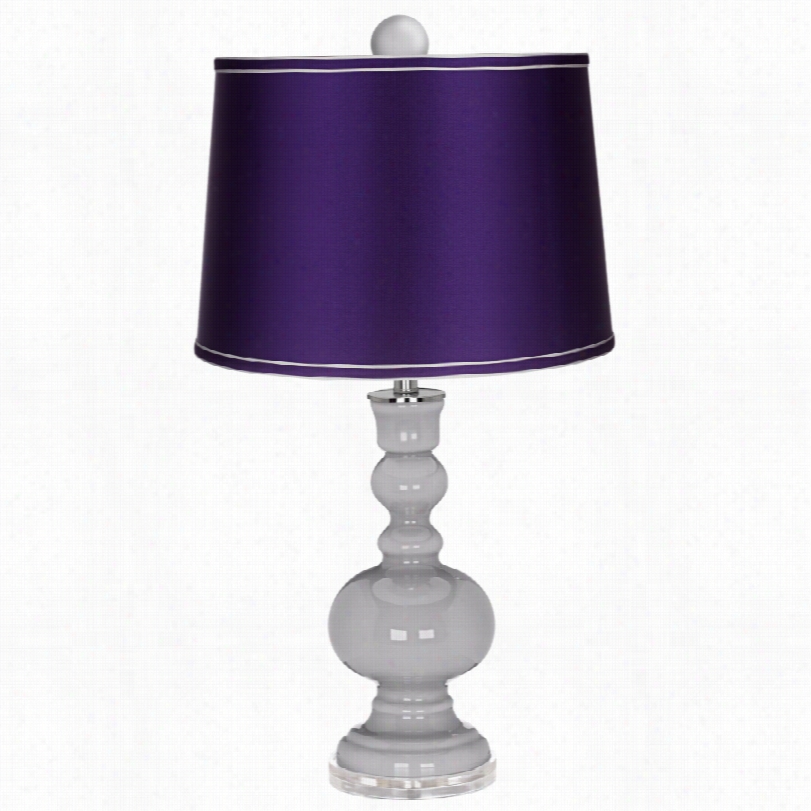 Contemporary Swanky Gray With Satni Purrple Shade Color Plus Table Lamp