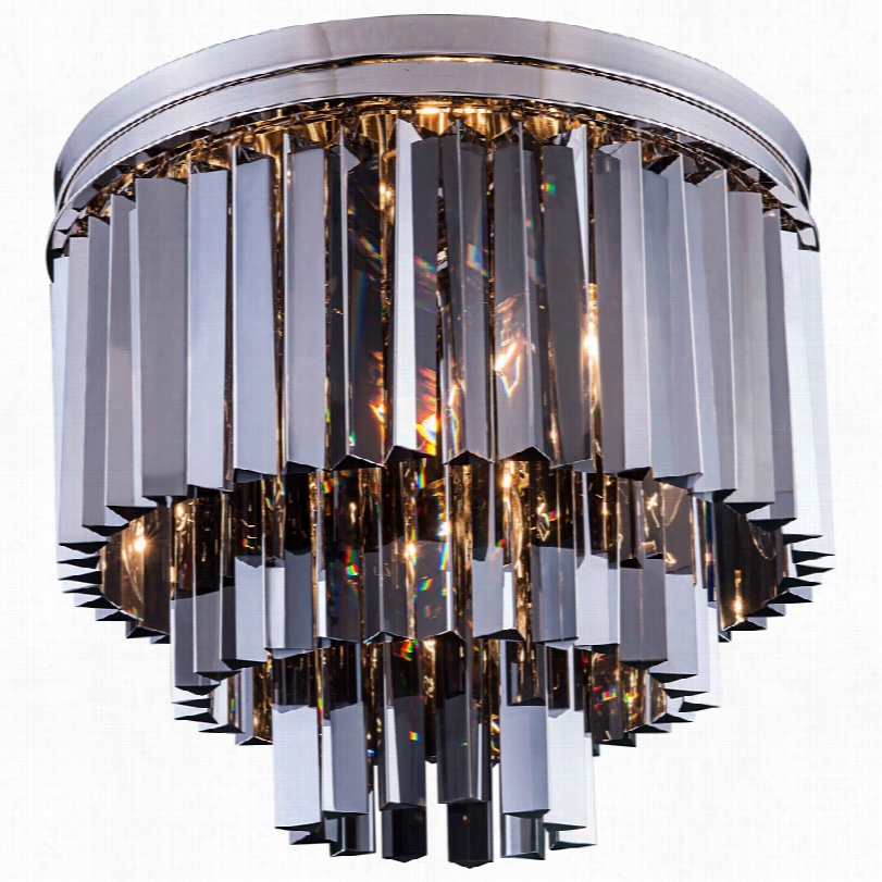 Contemporary Sydney 20&quoot;"w Polished Nicekl Silver Crystal Ceiling Light