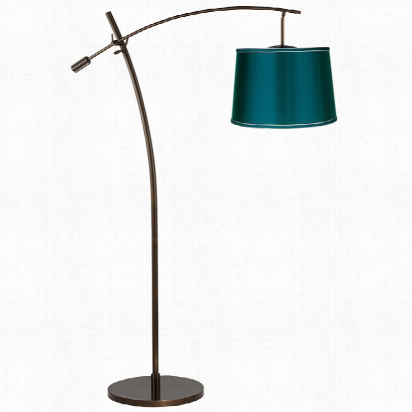 Contemporary Tara Teal Satin Shade Adjustable 11-inch-h Arc Floor Lamp