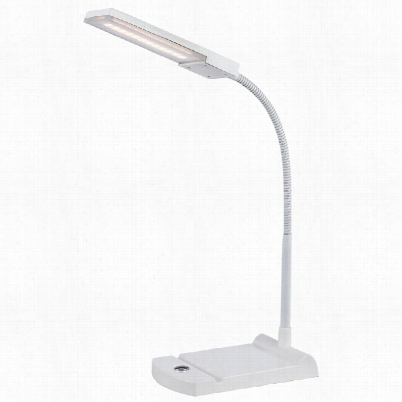 Contemporary Tasley Gooseneck White 16-inch-h Led Desk Lamp