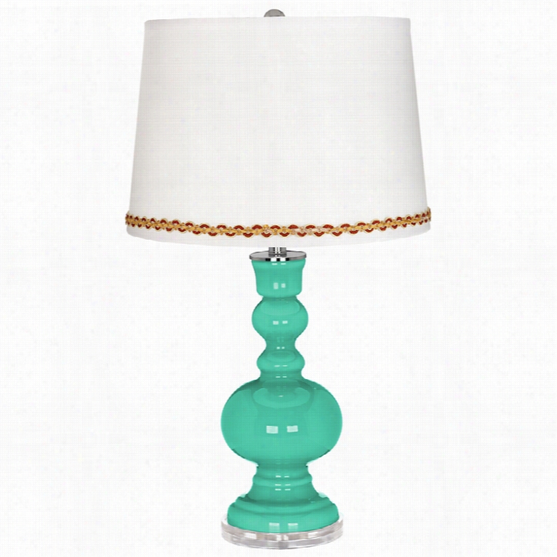 Contemporary Turquoise Aotheacry Table Lamp With Serpentine  Trim