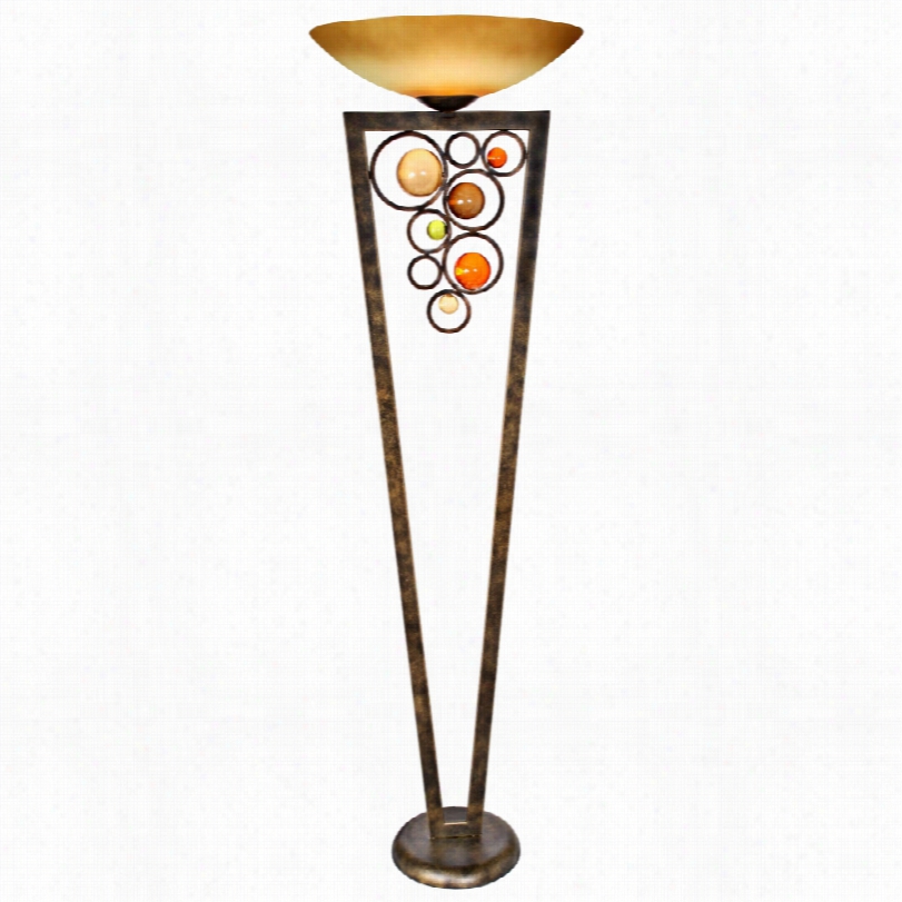 Contemporary Van  Teal Golden Ochre Torchiere Floor Lamp