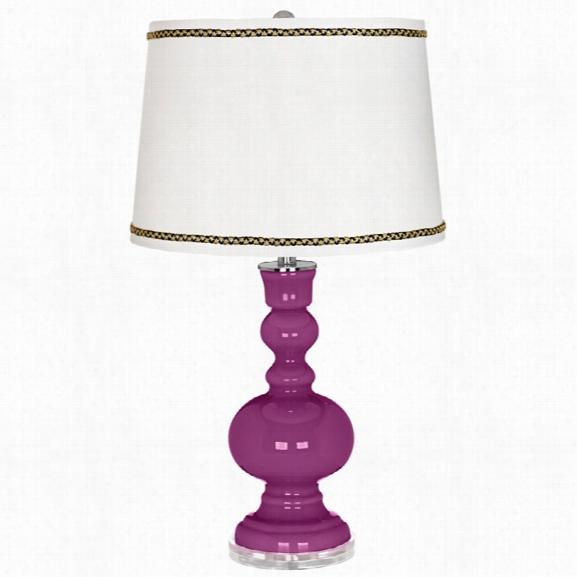 Contemporary Verve Vioolet Apothecary Table Lamp With Ric-rac Trim