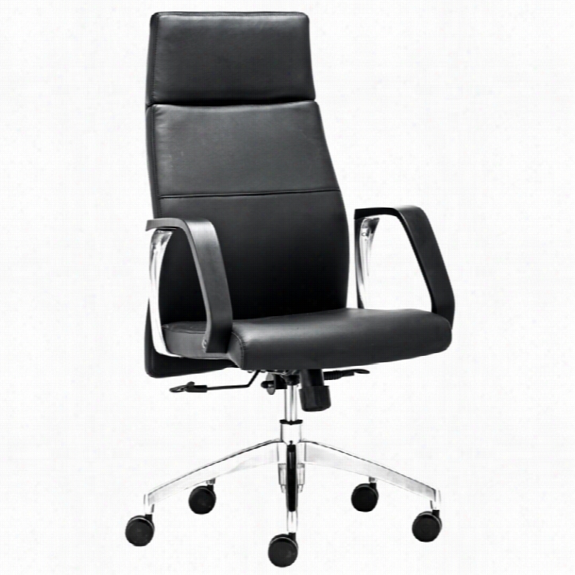 Contemporary Zuo Conductor Black Adjustable High Back Office Chair