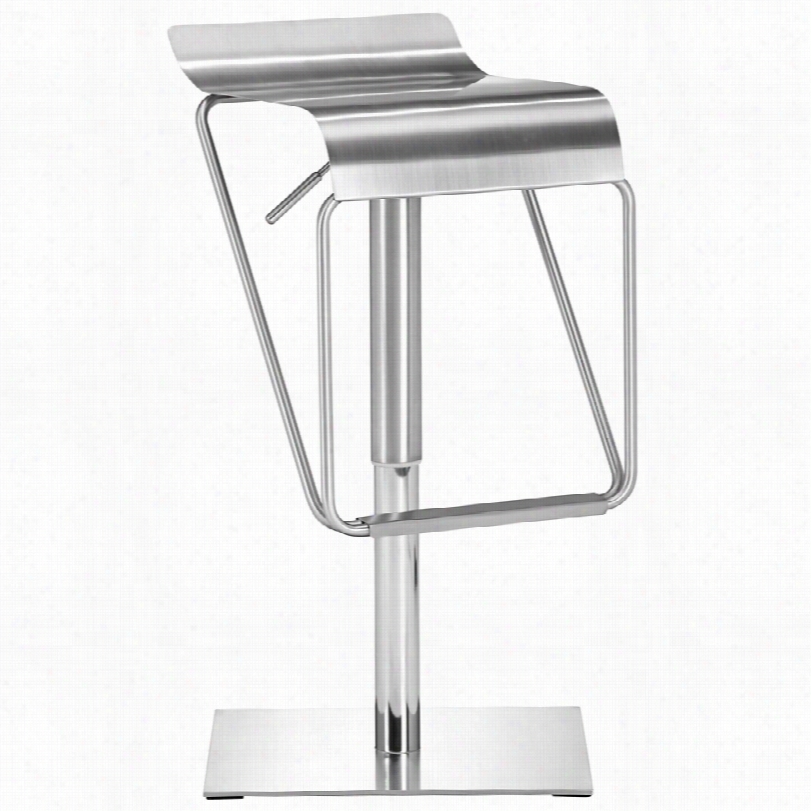 Conteporary Zuo Dazzer Brushed Steel Modern  Counter Stool