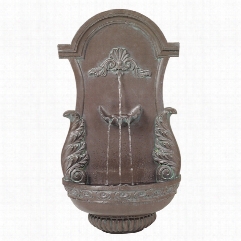 Traditionl Bronze Finish  Ornate 33-inch-h Wall Fountain