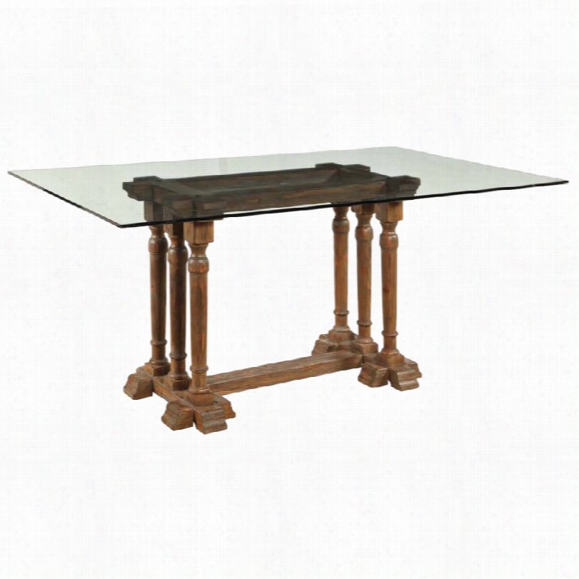 Traditional Pemberton Barnside Glass-ttop Dining Table -77-inches-w