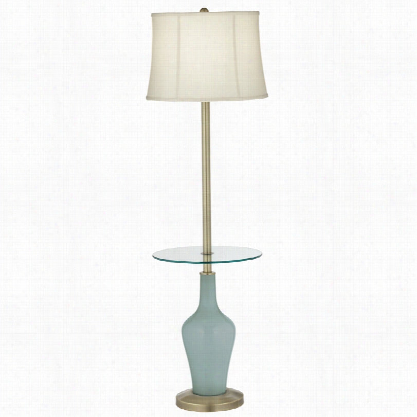 Transitional Aqua-sphere Anya Blue Tray Table Floor Lamp