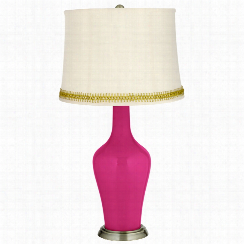 Transitional Beetroog Purple Brass Anya Table Lamp With Open Weave Trim