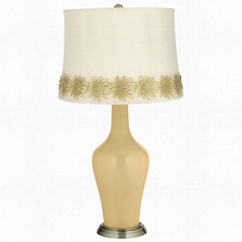 Transitional Humble Gold Aya With Prime Applique Trim Table Lamp