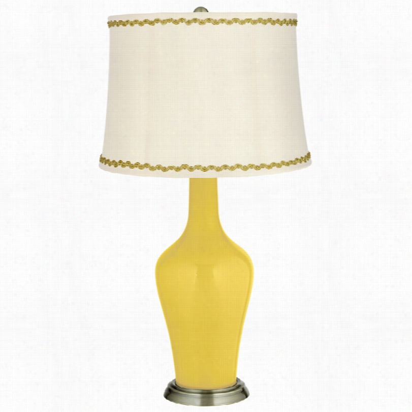 Transitional Lemon Zest Brass Anya Table Lamp With Relaxed W Ave Trim