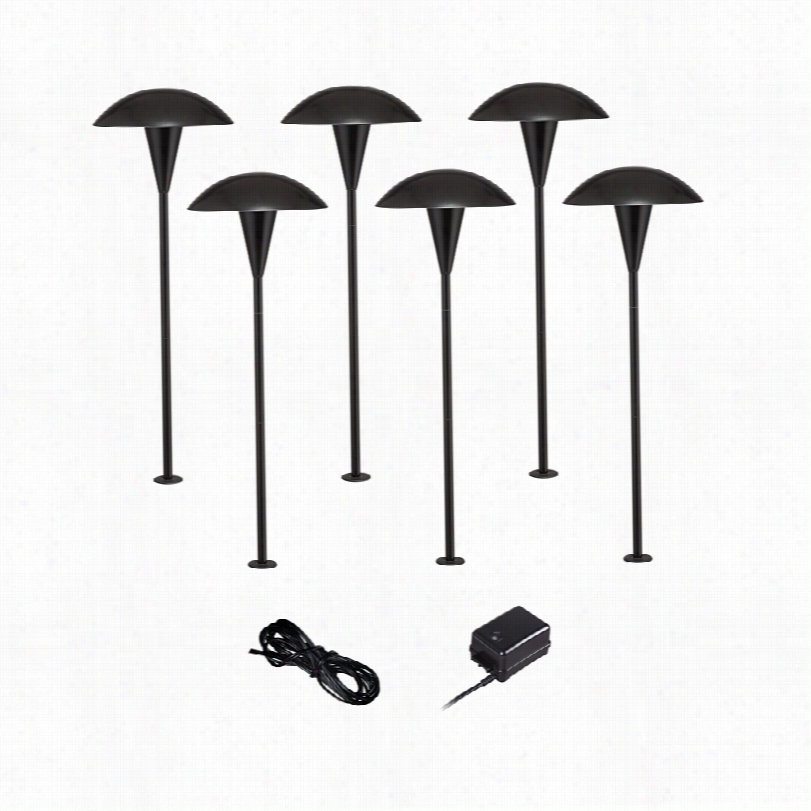 Transitionalm Ushroom Black Outdoor Led Landscape Lighting Set