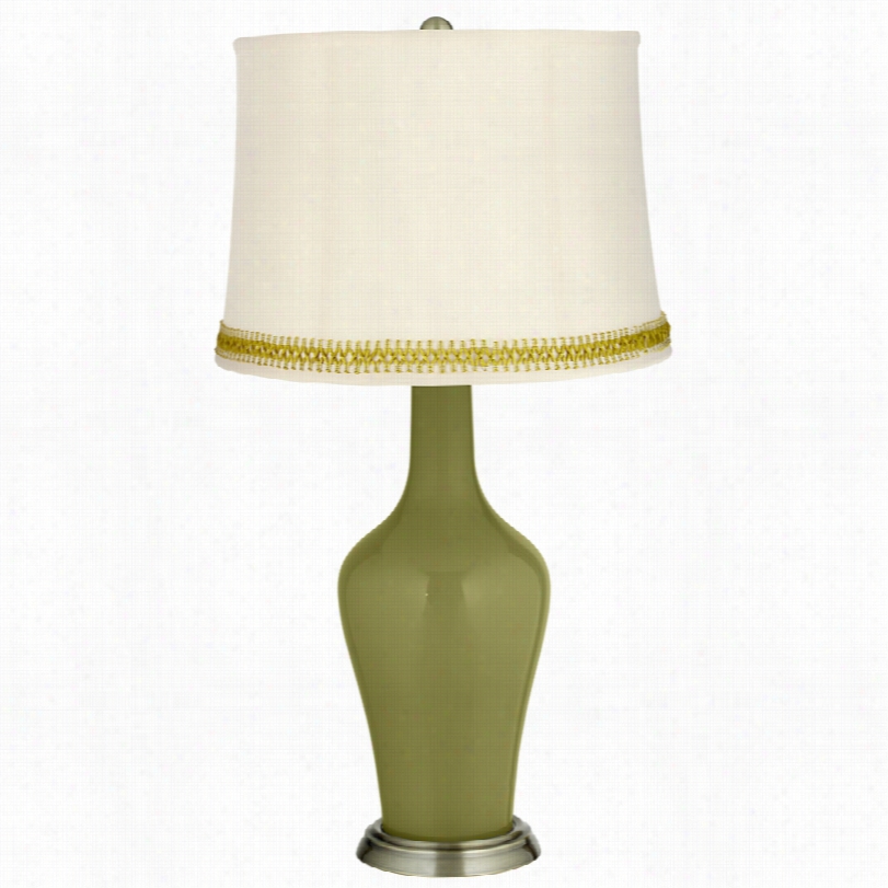 Transitional Ruraal Green Brass Anya Table Lamp With Open Weave Tri M