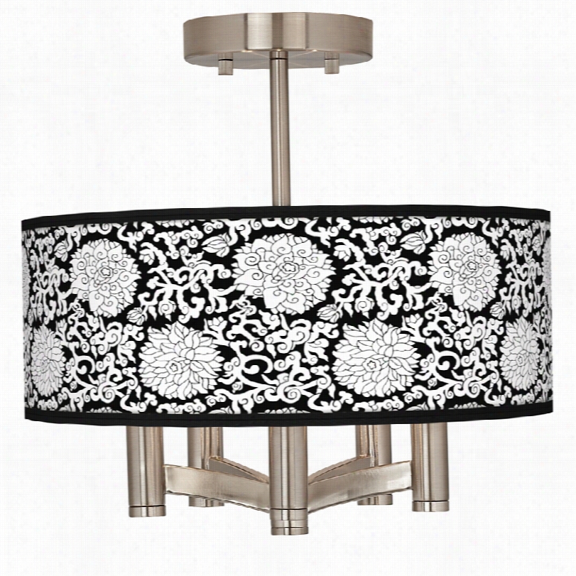 Transitional Seedling Blossom Ava 5-light Nickel Ceiling Light