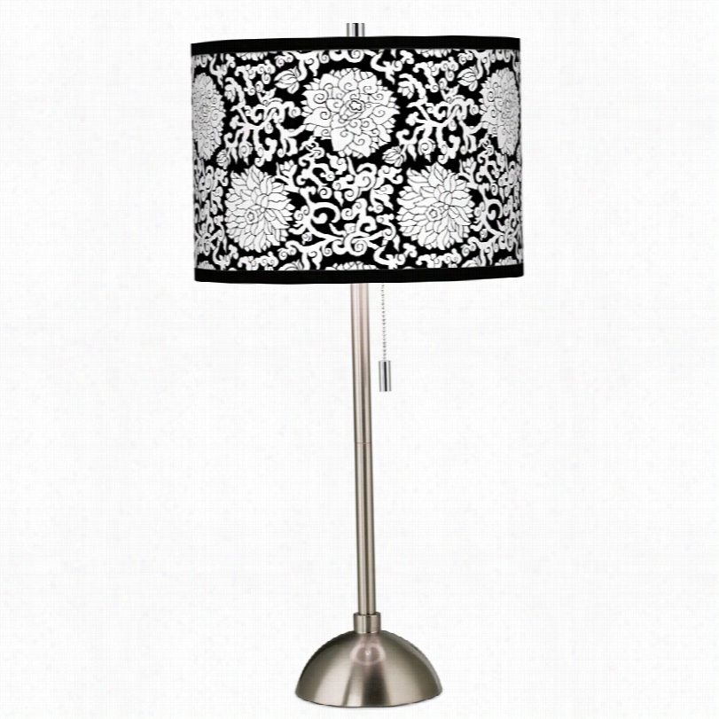 Trasitional Seedling Blossom Giclee Brushed Steel 28-inch-h Table Lamp
