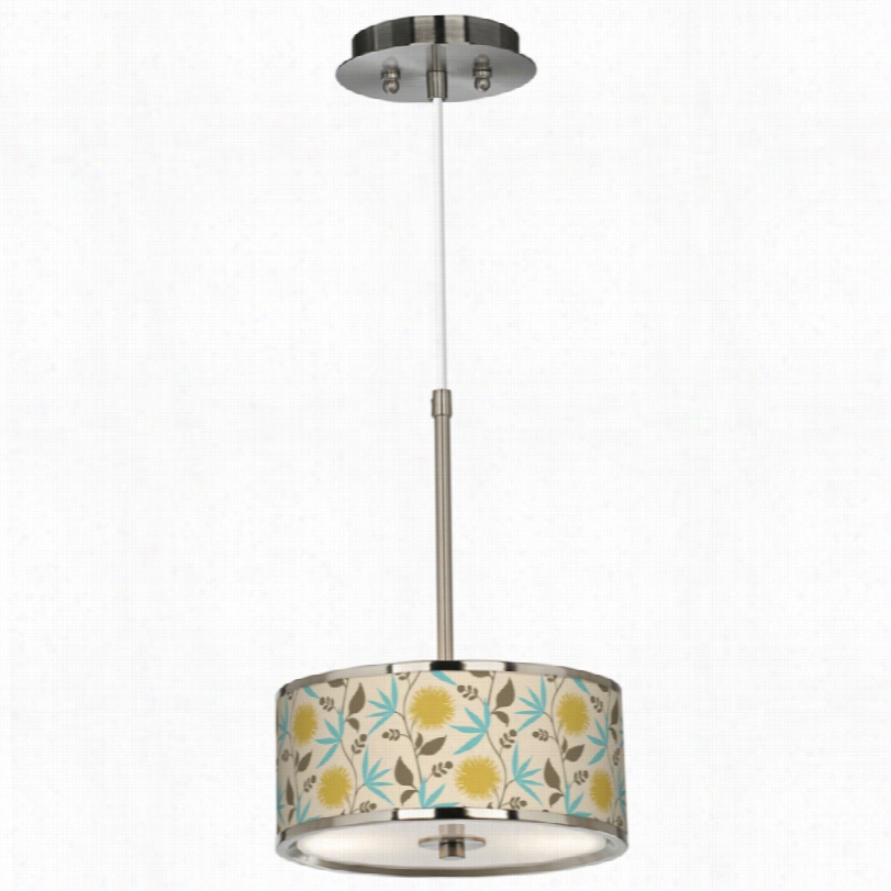 Transitional Seedli Ng Dahlia Brushed Steel Giclee Glow Pendant Light