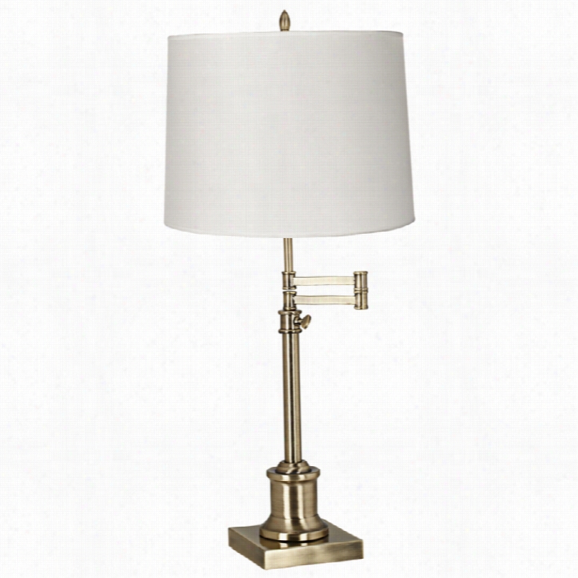 Transitional Westbury Brass With White Drum Shade Scope Arm Esk Lamp