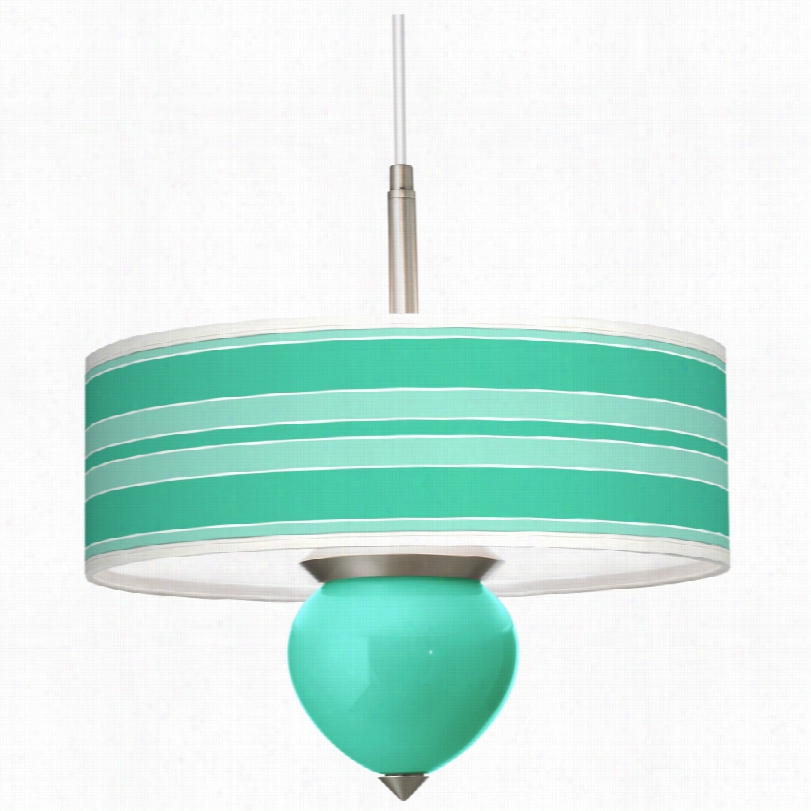 Contemporary 16-inch-w Turquoise Bold Stripe Cleo Pendant Chandelier