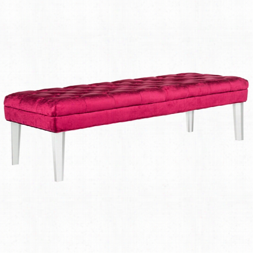 Cntem Porary Abrosia Clear Acrylic Leg Bright Magenta Tufted Velvet Bench