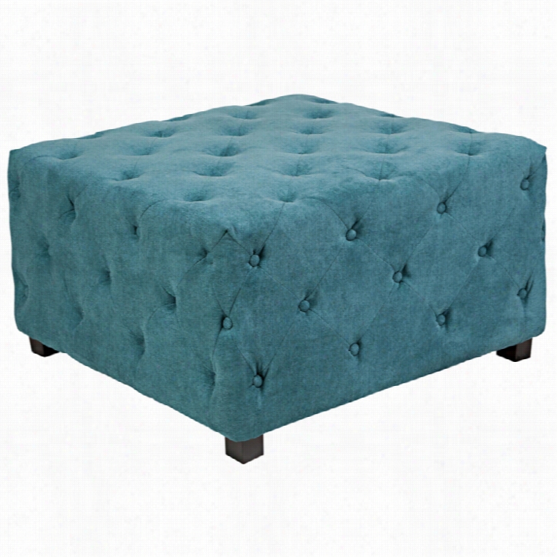 Contemporary Angelo:home Duncan Teal Blue Large Parisian Ottoman