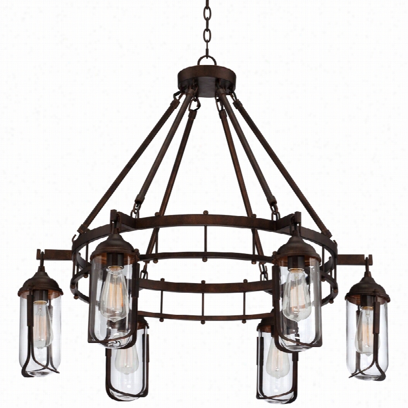 Contemporary Anselda Bronze 36-inch-w 6-light Chandelier