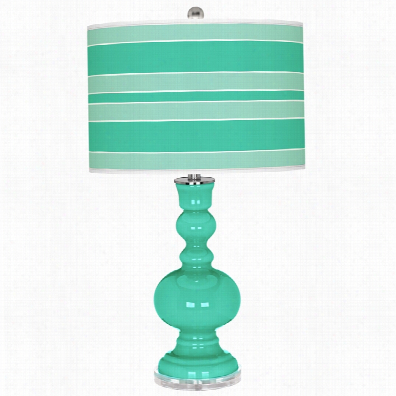 Contemporary Apothecary Turquoise Bold Stripe 30-inch-h Table Lmp