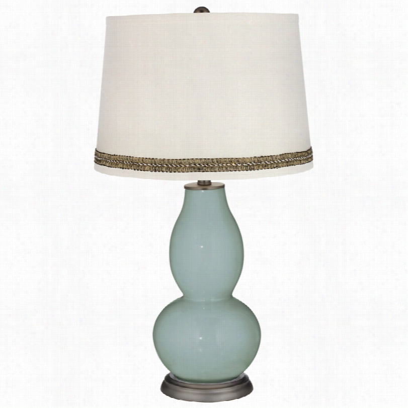 Contemoorary Aqua-sphere Double Gourd Table Lamp With Wave Braid Trim