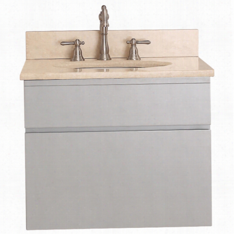 Contemporary Avanity Tribeca Beige Marble Top Gray Wall Mount Vanity