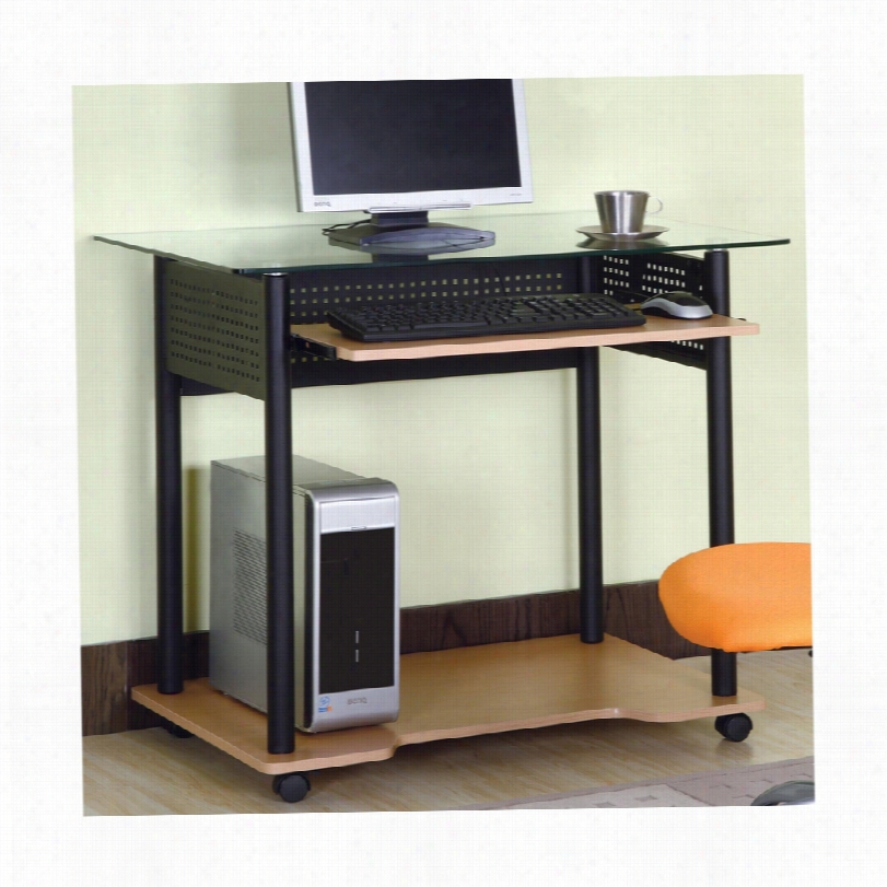 Contemporry Avis Black Powdercoat And Maple 35-inch-w Computer Cart