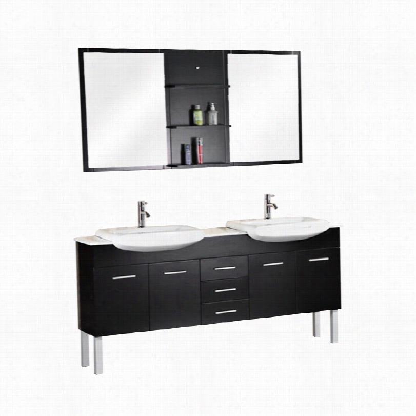 Contemporary Belini Espresso 72-inch-w Double Sink V Anity Set