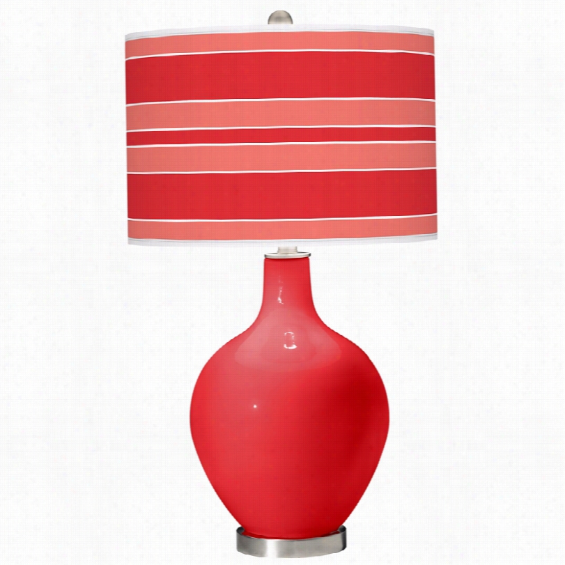 Contemporary Bold Stripe Poppy Red 28-inch-h Ovo Taable Lamp