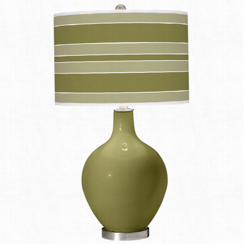Contemporary Bold Stripe Rural Green 28-inch-h Ovo Table Lamp