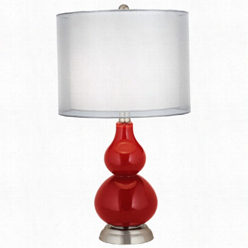Contemmporary Bright Red Doube Sheer Silver Shade Small Gourd Lamp
