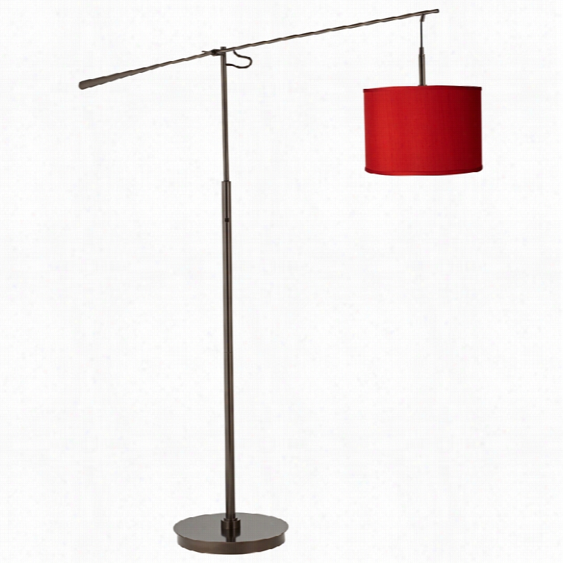 Contemporrg Brone With China Red 15-inch-w Balance Arm Floor Lamp