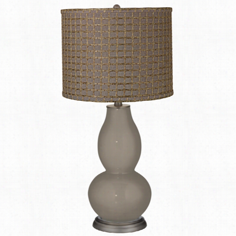 Contemporary Brown Tan Weave Ghost Backdrop Gray Double Gourd Synopsis Lamp