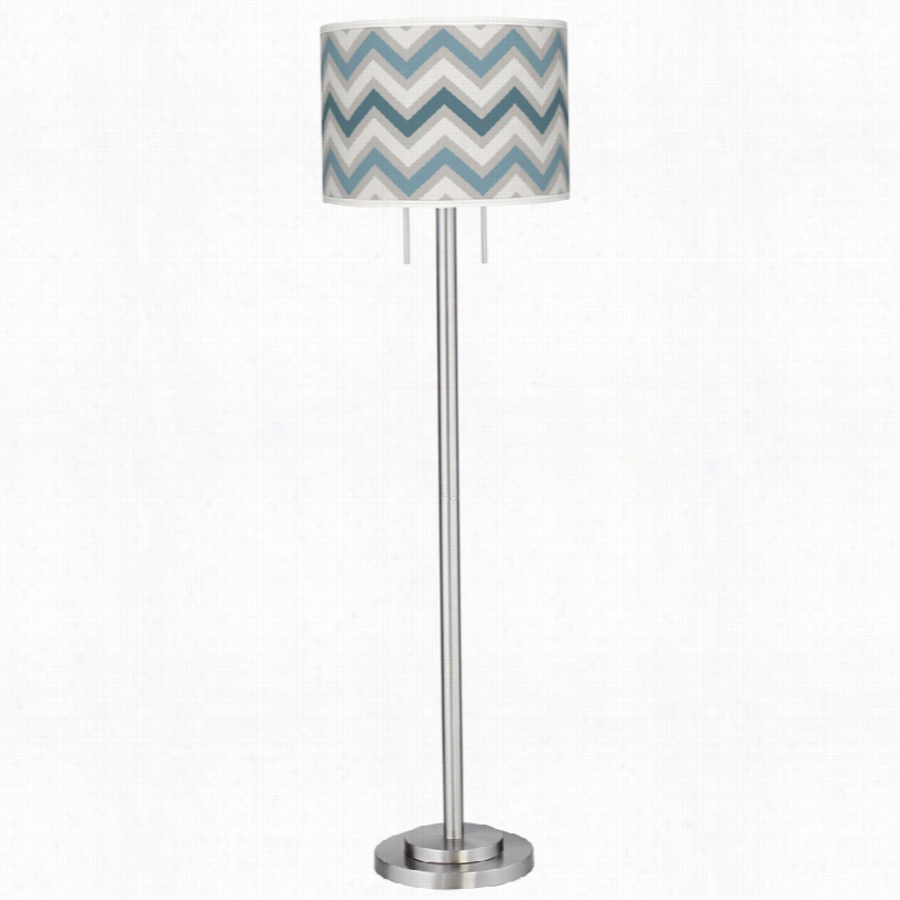 Contemporary Brushed Nickel With Wave Zig Zag Shade Garth Floor Lamp