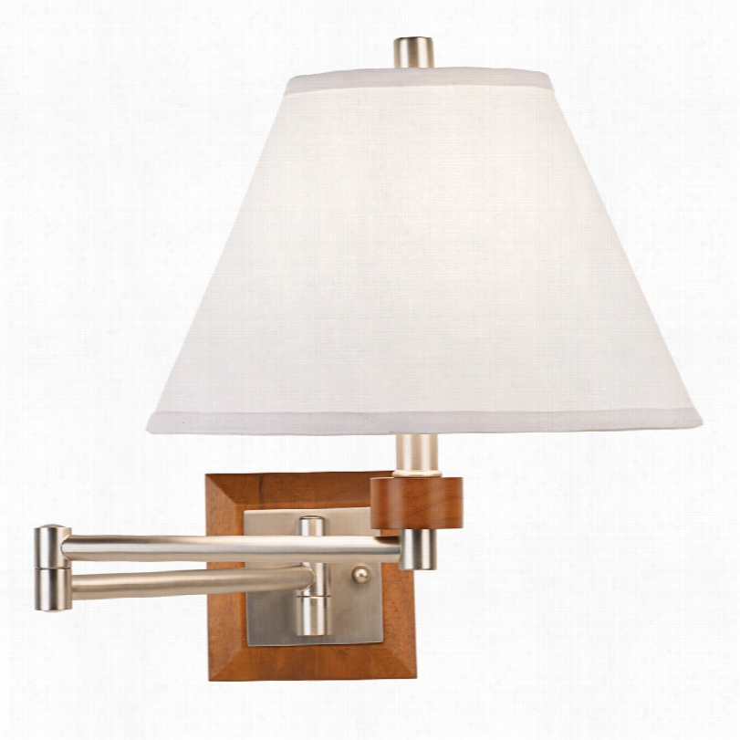 Conttemporary Brushed Steel And Woodd Swing Arm Wall Lamp