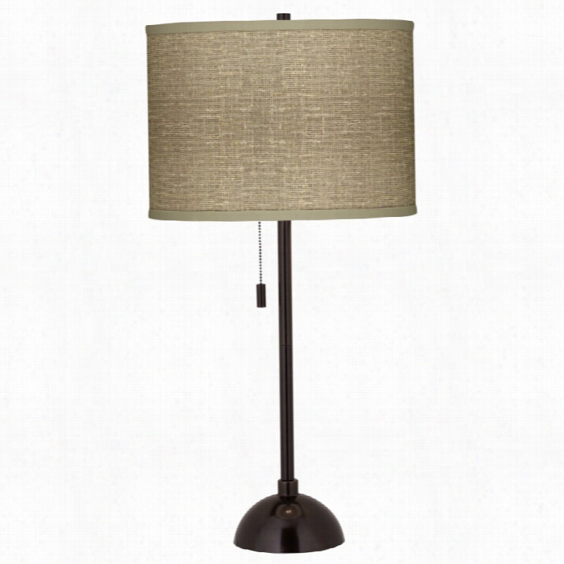 Contemporary Burlap Pattern Shade Wih Tiger Brass 28-inch-h Table Lamp