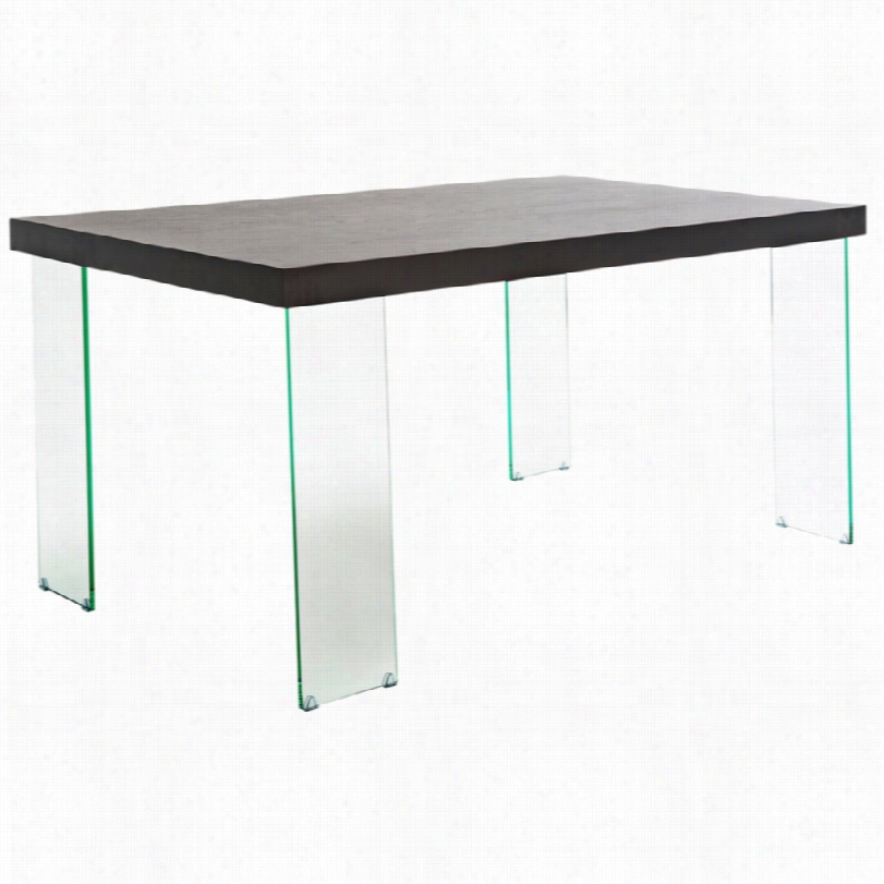 Contemporary Cabrio Lear Glass And Wenge Dining  Tabl E -59 1/4-inches-w