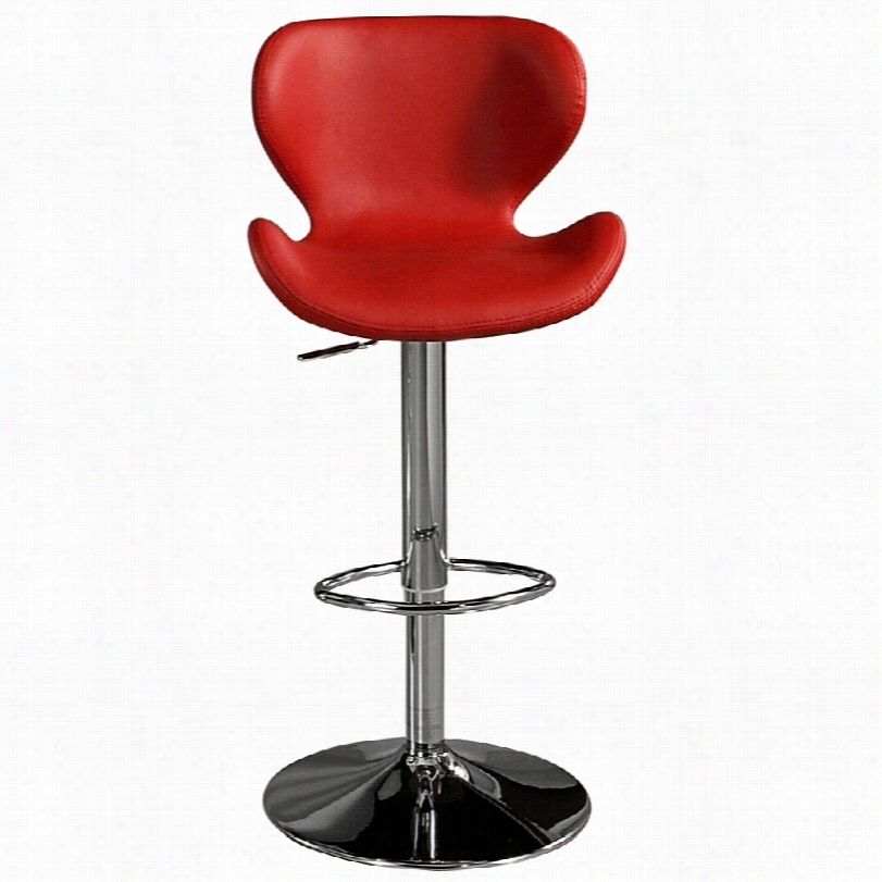 Contemporary Cagliari Red 19-inch-ww Hydraulic Adjustable Stool