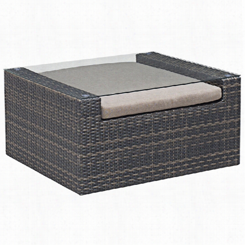 Contemporary Caladesi Gradient Brown Weave Zuo Outdoor Table Ottoman