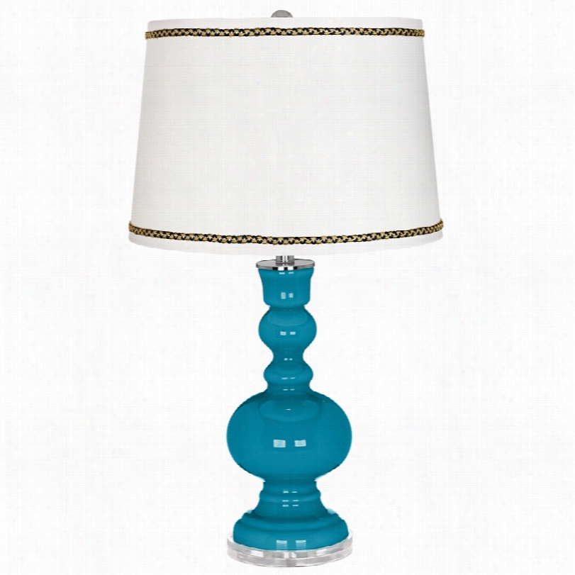 Contemporary Caibbean Sea Apothecary Tablle Lamp Upon Ric-rac Tri