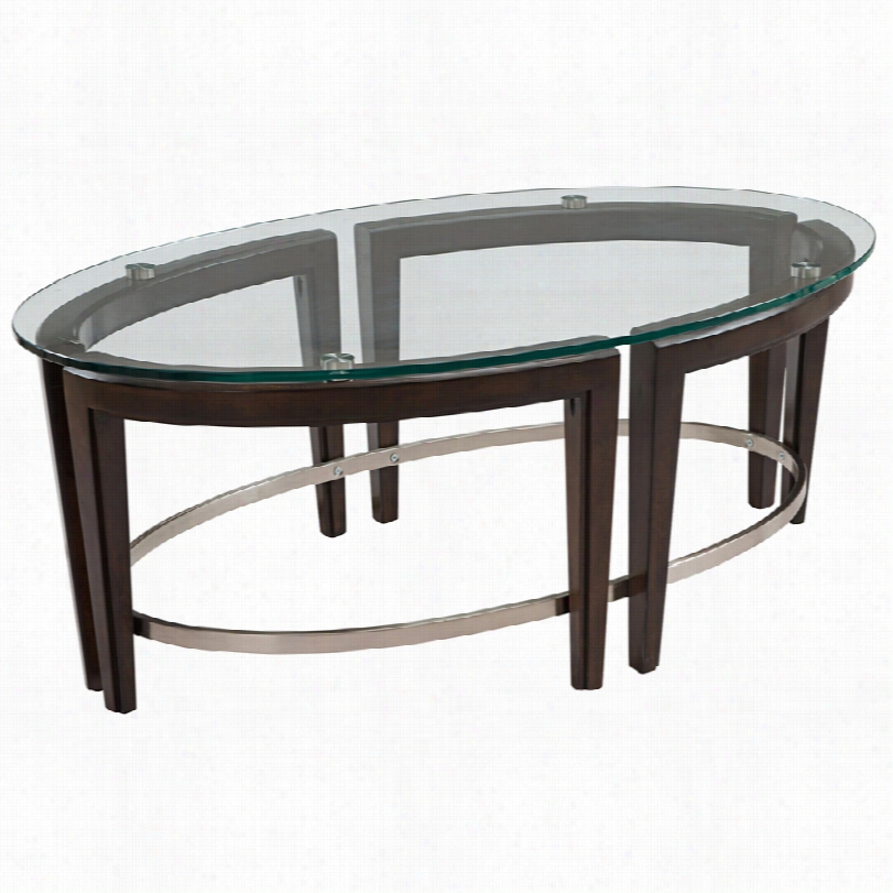 Contemporary Carmen Modern Hazelnut Oval Cockfail  Table