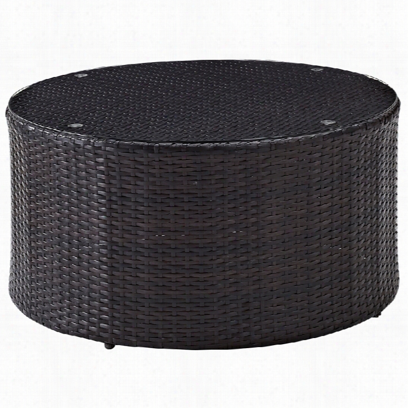 Contemporary Catakina Outdoor Wicker Setional Glass-top Coffee Table