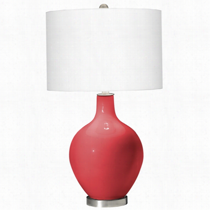 Contemporary Cayenne Red White Lnin Shade 82 1/2-inch-h Ovo Table Lqkp