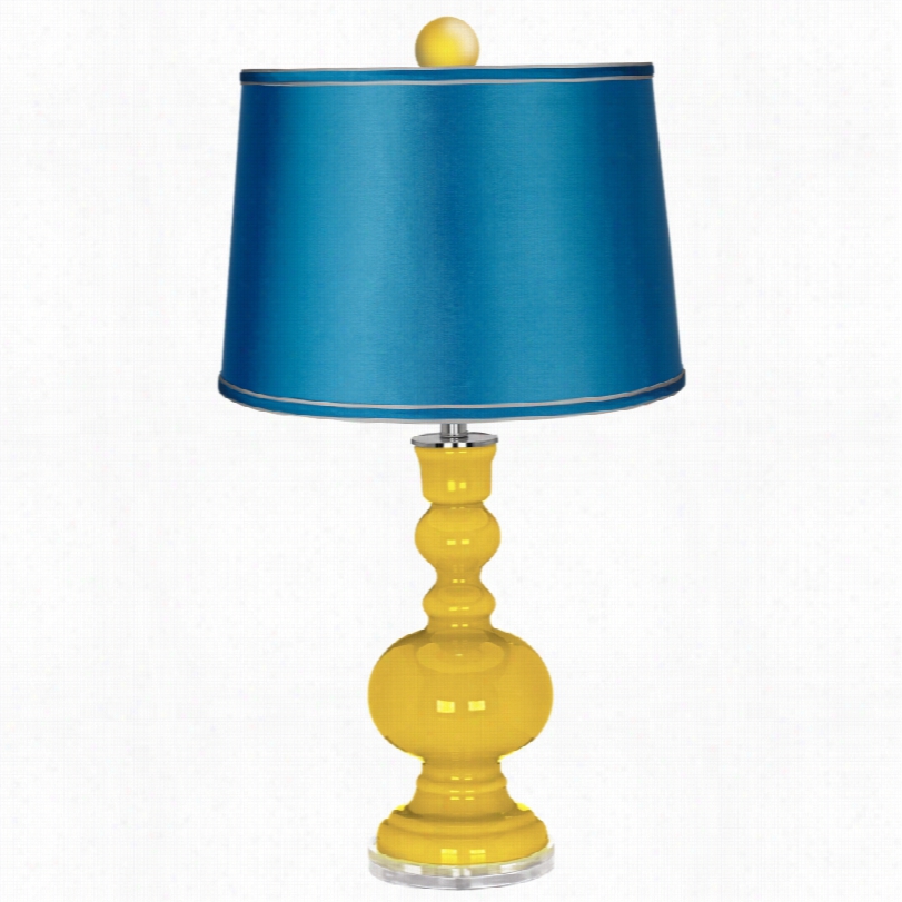 Contemporary Citrus Glsas With Satin Turquoise Color + Plus Table Lamp