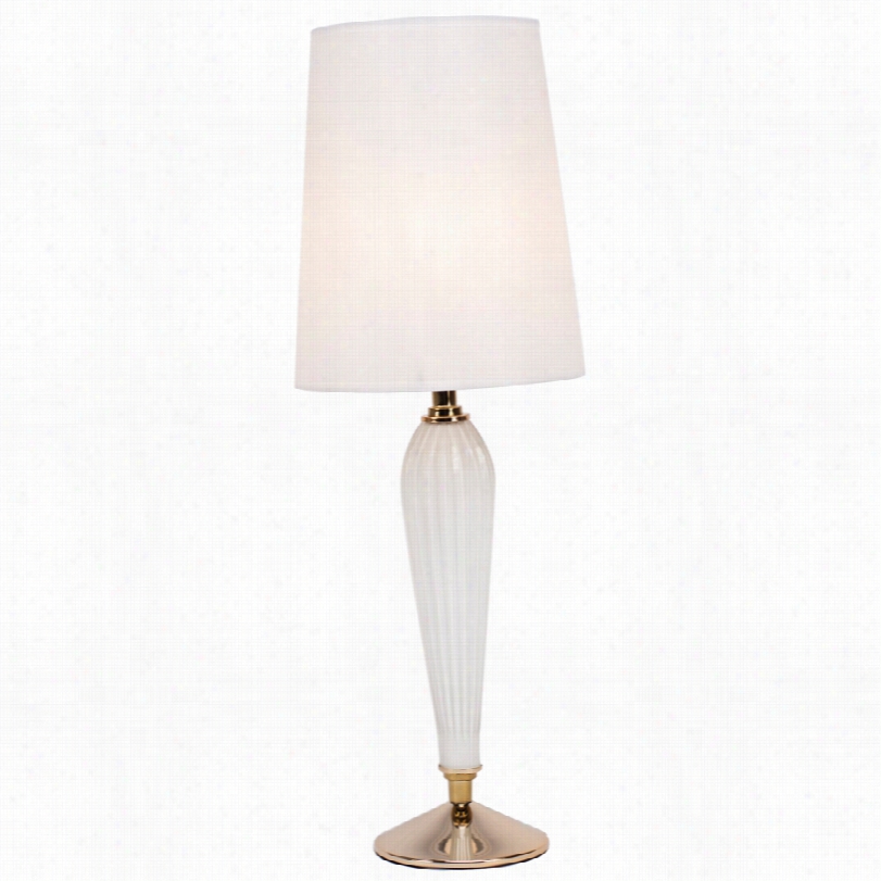 Contemporary Colette  Imlk Glass Tab1e Lamp  With White Parchment Shade