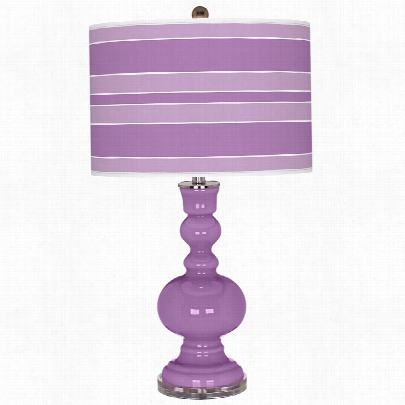 Contemporary Color Plu Safrican Violet With Bold Stripe Shade Table Lamp